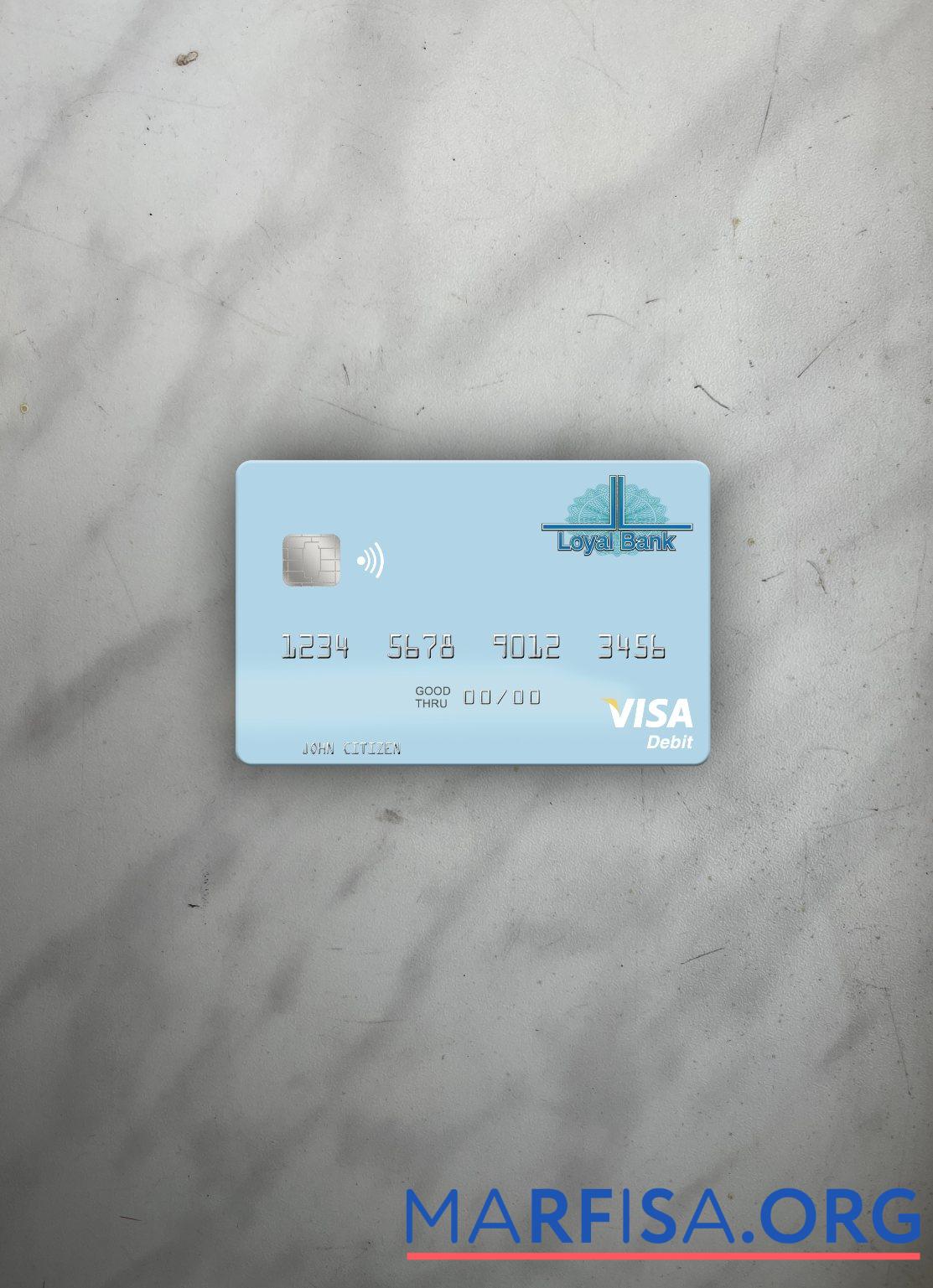 Downloadable Saint Lucia Loyal Bank Limited visa debit card photolook front template